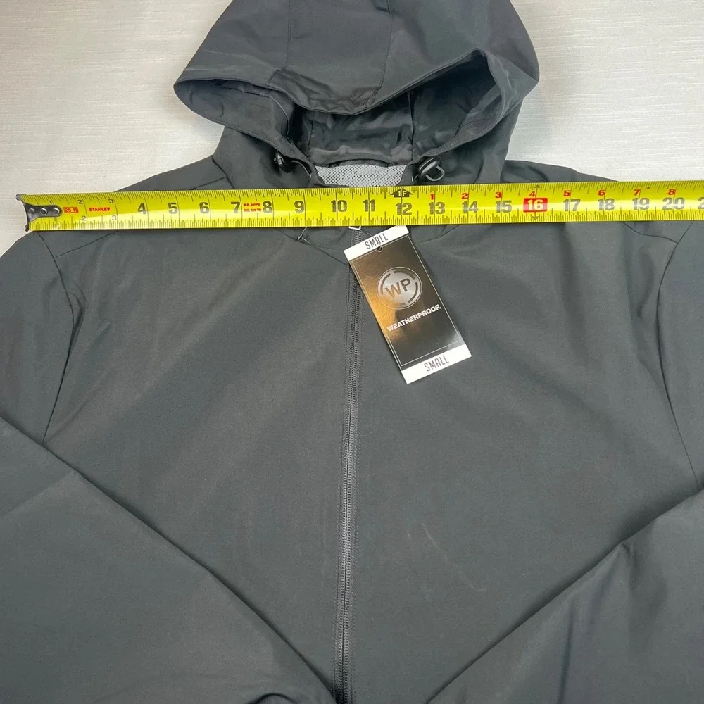 Weatherproof Men's Hooded Windbreaker Jacket Black S2670707SAM Small NWT